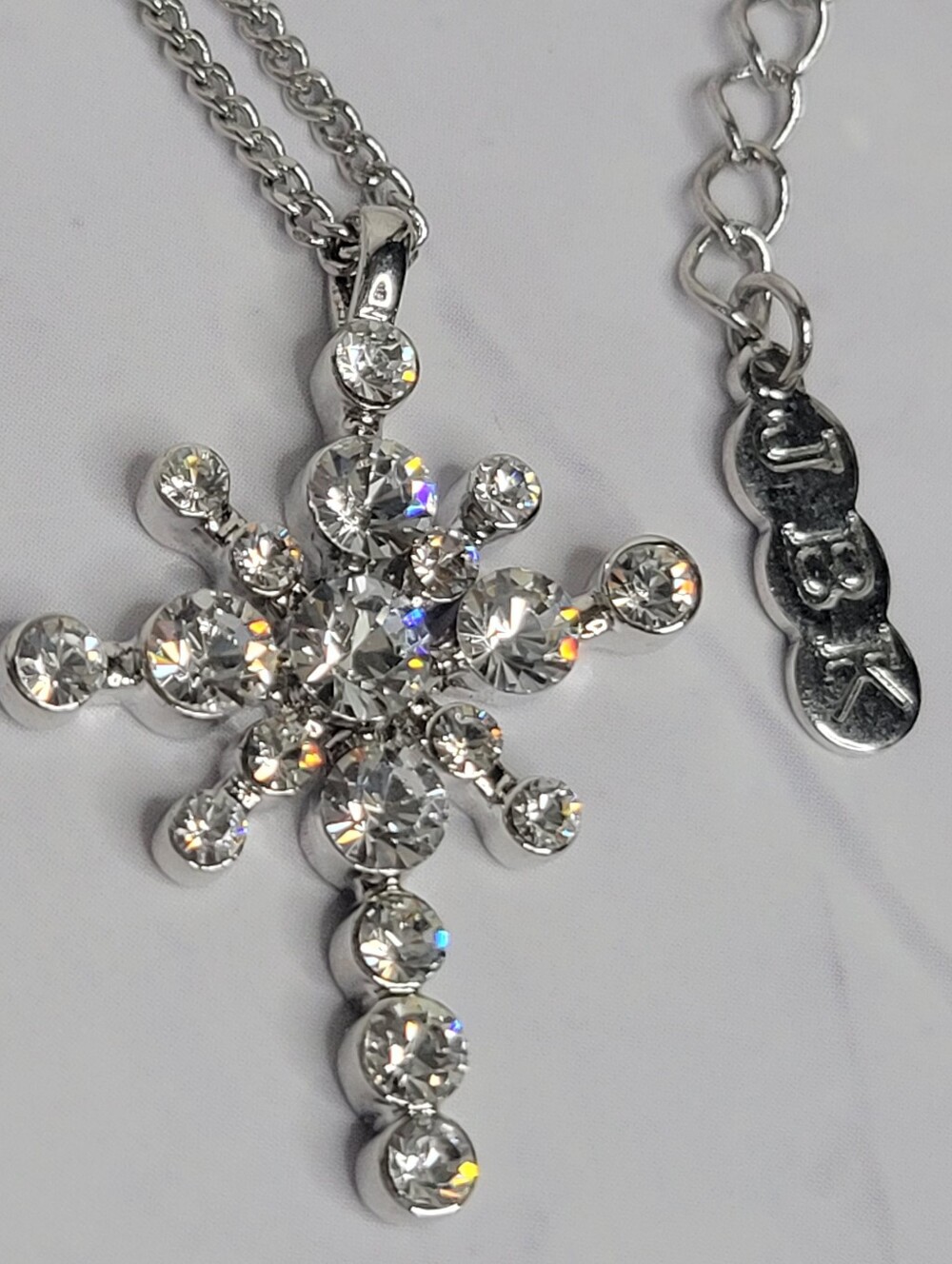 Jackie Kennedy Starlight CZ Cross Pendant Necklace